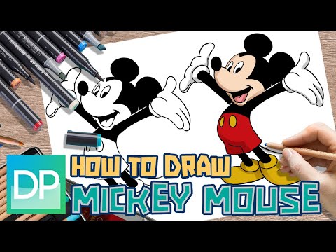 DRAWPEDIA] HOW TO DRAW MICKEY MOUSE - STEP BY STEP DRAWING TUTORIAL دیدئو  dideo