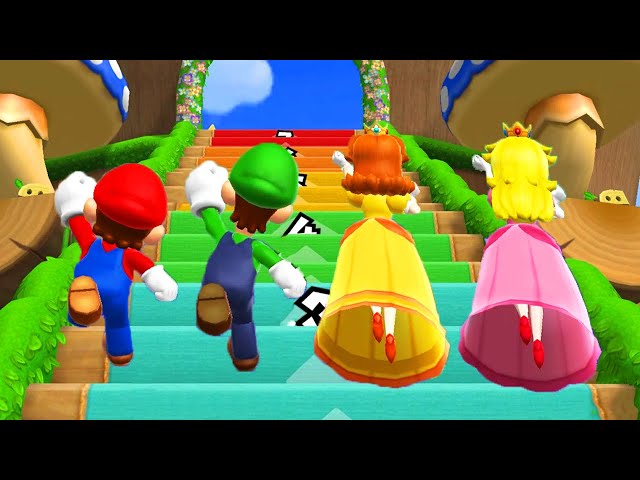 Mario Party 9 - Step it Up - Mario Luigi vs Peach vs Daisy (Master Difficulty) دیدئو