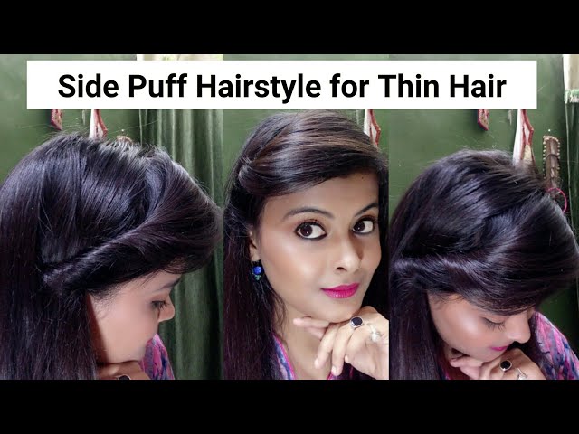 Side puff hairstyle for thin hair in 1 min| पतले बालों के लिए हेयर स्टाइल  دیدئو dideo