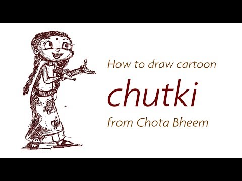 How to draw cartoon Chota Bheem Chutki | Chota Bheem Chutki Sketching | Chutki  cartoon Drawing دیدئو dideo