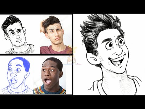 How to Draw from References | cartoon portrait | drawing from images دیدئو  dideo