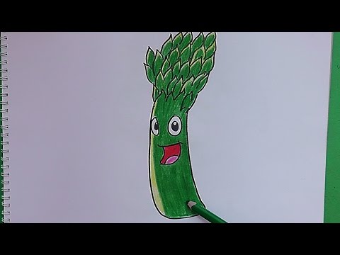 Como dibujar y colorear paso a paso a Esparrago - As drawing and coloring  step by step Asparagus دیدئو dideo